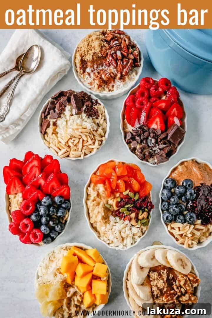 Craft Your Oat Creation 21 A final, delicious bowl of creamy oatmeal with a medley of colorful toppings, ready to be enjoyed.