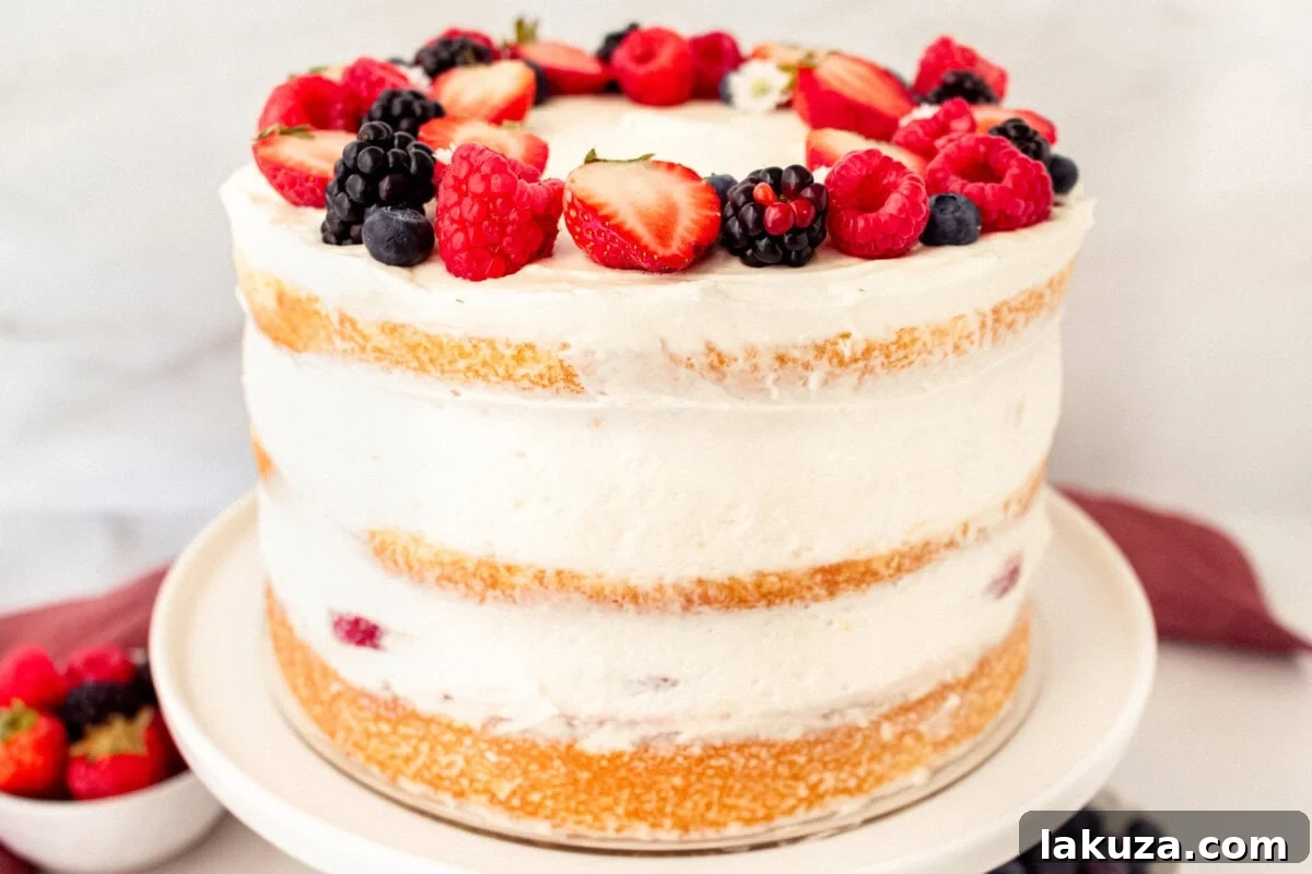 Berry Chantilly Cake 9 Mixing the ingredients for the yellow cake batter in a stand mixer, creating a smooth and creamy consistency.