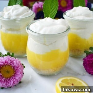 Sunshine Lemon Parfait Jars 8 Lemon Cream Parfait Pie Jars. Homemade lemon curd layered with graham or butter cookie crust and sweetened cream cheese and whipped cream. The perfect dessert for parties, Mother's Day, Spring, or Summer parties. It's a lemon cream pie in a jar. Also, tips on how to make it into a 9 inch lemon cream pie. www.modernhoney.com