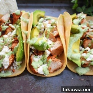Grilled Chicken Tacos with Roasted Poblano Lime Crema 7 Grilled Chicken Tacos with Roasted Poblano Crema