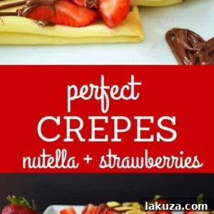 Perfect Crepes Recipe with Nutella and Strawberries. Buttery French crepes that melt-in-your-mouth. Modern Honey.