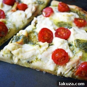 Chicken Pesto Pizza made with only 5 ingredients