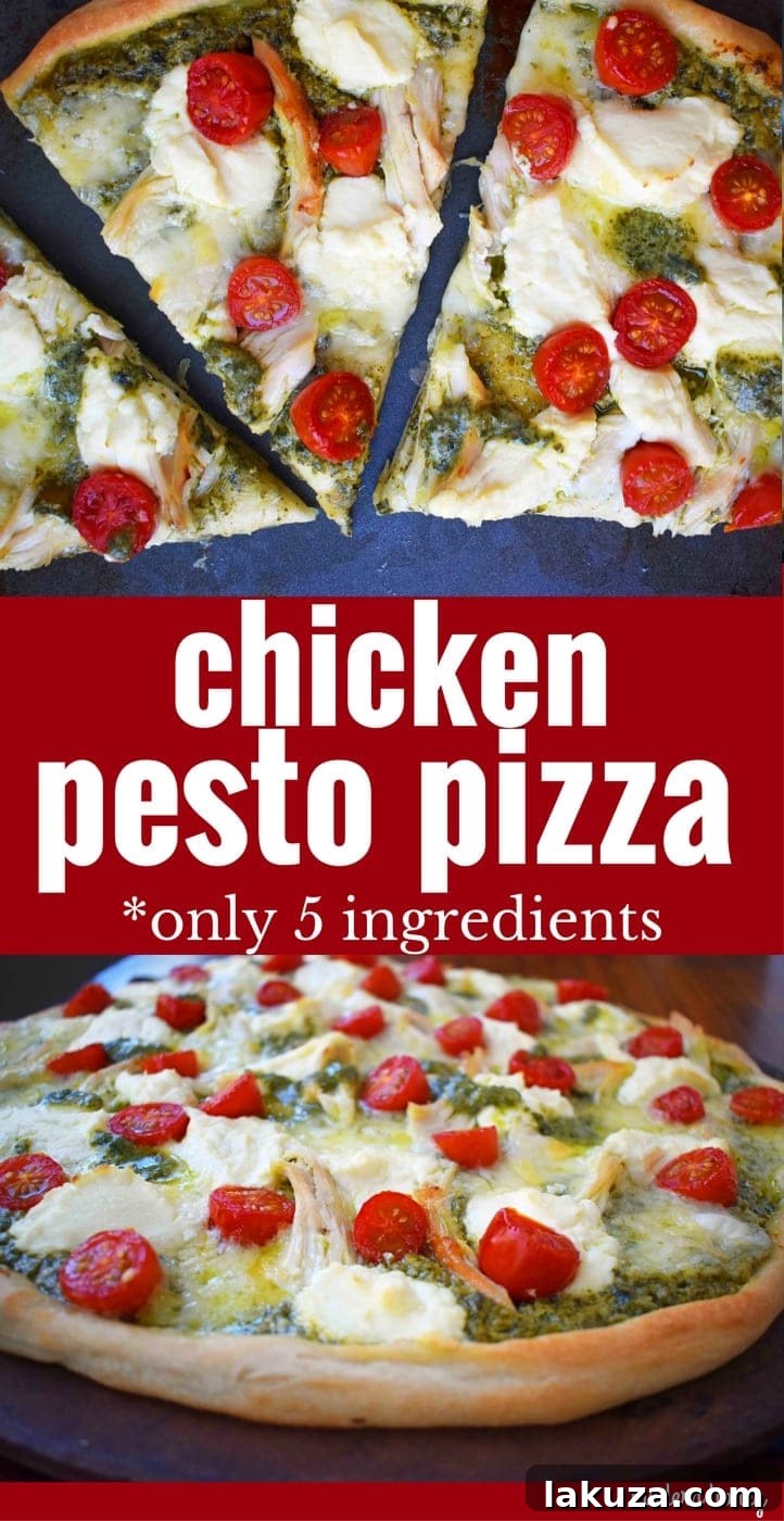 A large slice of 5-Ingredient Chicken Pesto Pizza on a plate.