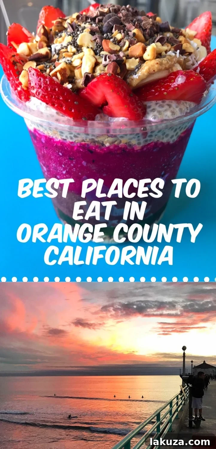 Orange County's Culinary Treasures 18 A comprehensive visual guide for the best places to eat in Orange County, California, showcasing popular restaurants, top-rated food, and delicious desserts. Ideal for planning a culinary trip to OC.