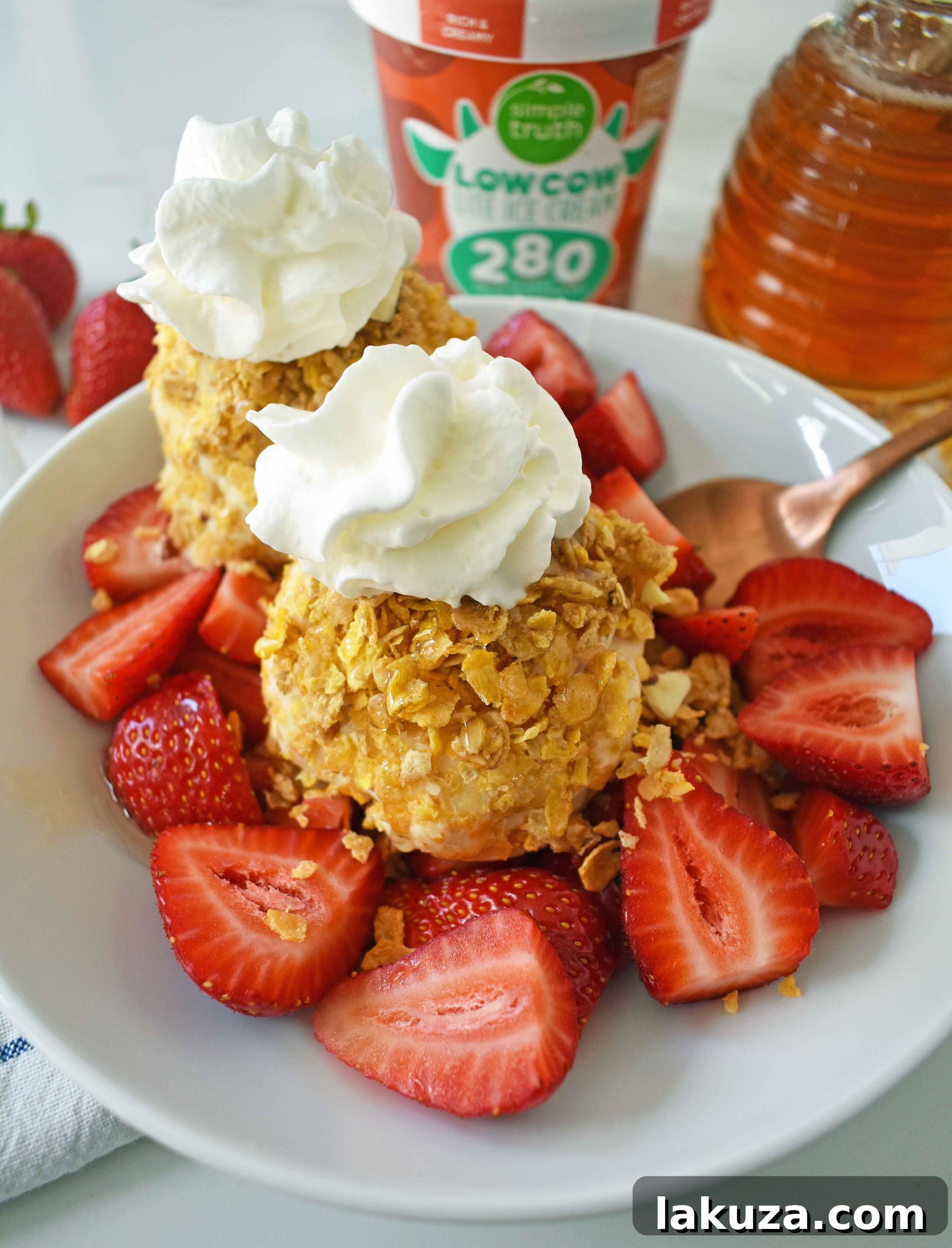 Lean Protein Freeze 3 Healthy Low-Fat Protein No-Fry Mexican Ice Cream. Enjoy this low-calorie, unfried Mexican dessert for a guilt-free treat. Recipe by Modern Honey.