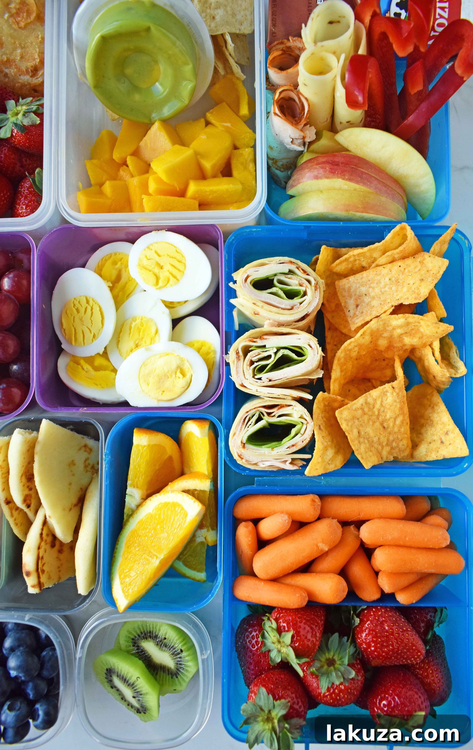 Back to School Kids Lunch Ideas: Delicious and healthy lunch ideas including wraps, roll-ups, sandwiches, quesadillas, gluten-free, meat and cheese kabobs, lunch snack ideas, and fresh fruits and veggies for school.