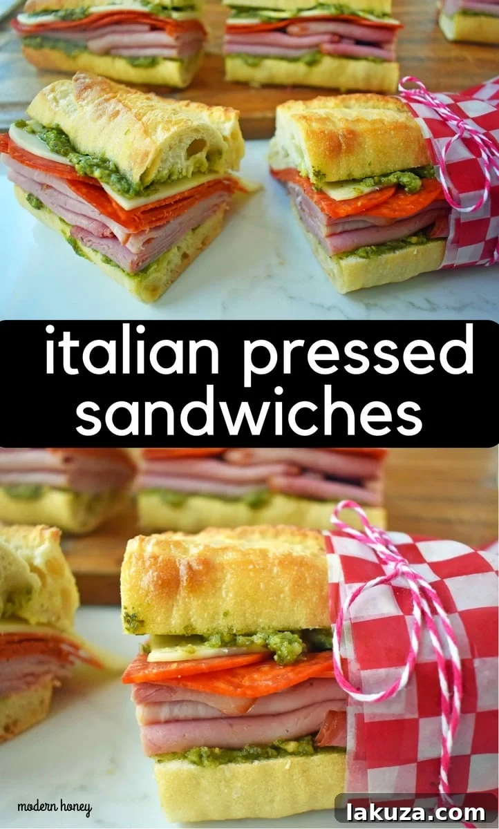 Delicious Italian Pressed Sandwiches ready for serving, arranged on a platter for a picnic