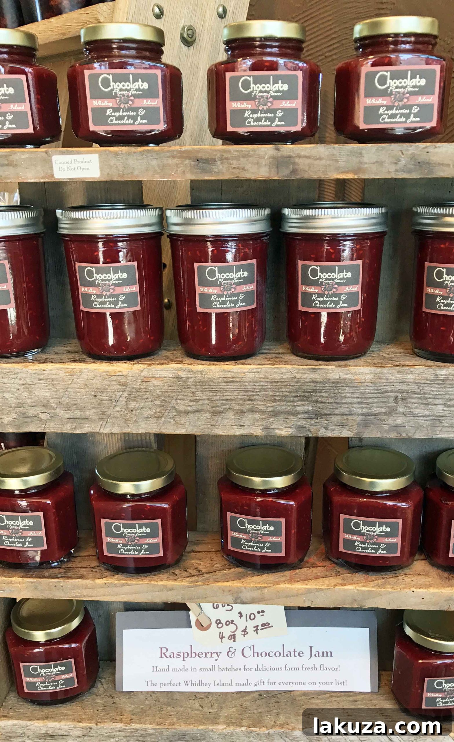 Handmade Chocolate Raspberry Jam from Chocolate Flower Farm Store in Langley, Whidbey Island. A sweet highlight among Seattle's attractions.