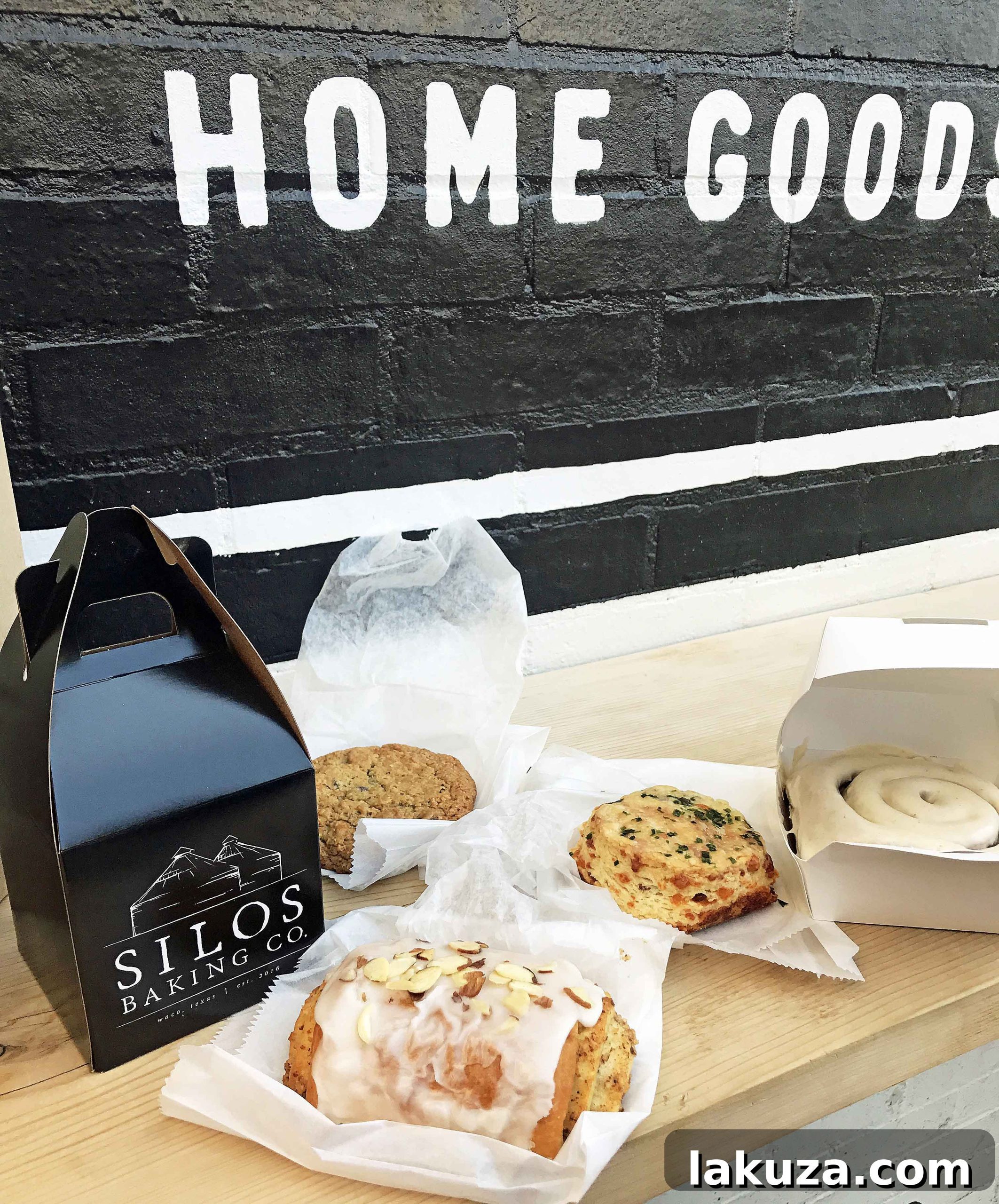 An inviting display of cookies and pastries inside Silo Baking Co., showcasing fresh baked goods