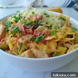 Chicken Bowtie Pasta with Roasted Tomato Cream Sauce
