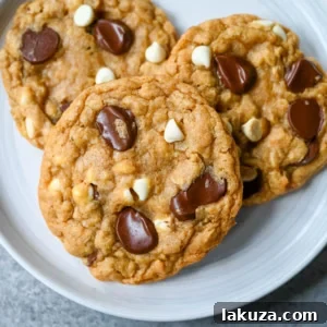 I Want to Marry You Cookies, the perfect saucepan brown butter chocolate chip cookie with oatmeal, chocolate chips, and white chocolate chips, recognized as the most popular recipe on the Cooking Channel in 2012!