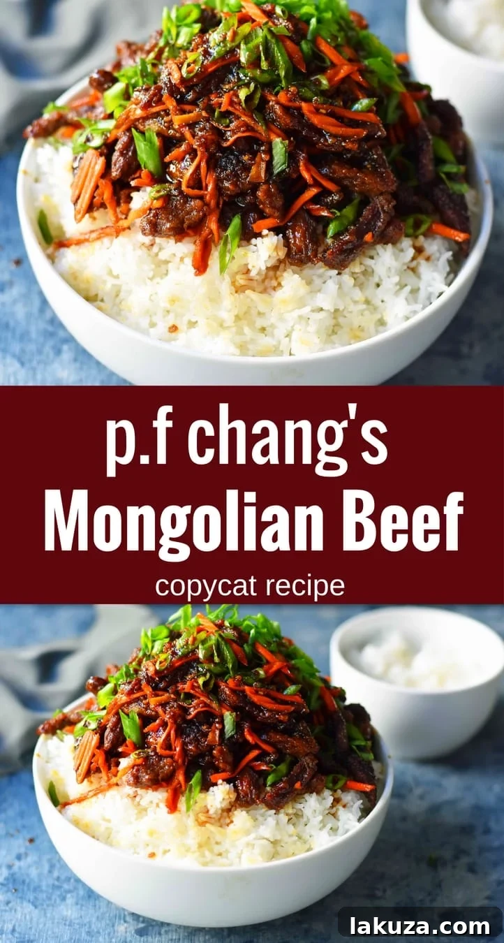 A vertical shot of Mongolian Beef, showcasing its rich sauce, crispy texture, and fresh green onion garnish, ready to be served.