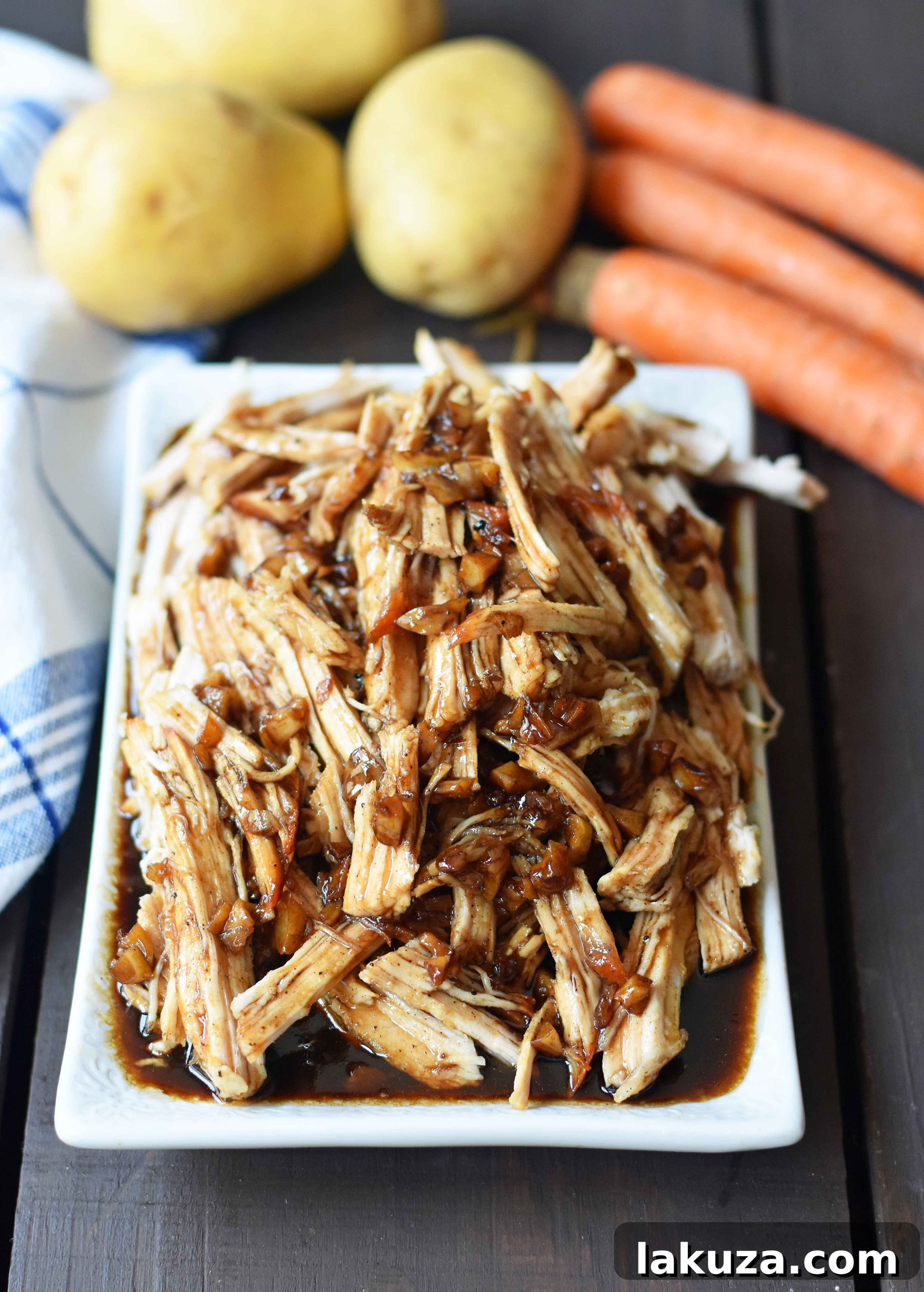 Brown Sugar Balsamic Pork. Tender lean pork loin slow cooked in a brown sugar garlic balsamic glaze. An easy flavorful meal made in a slow cooker or instant pot.
