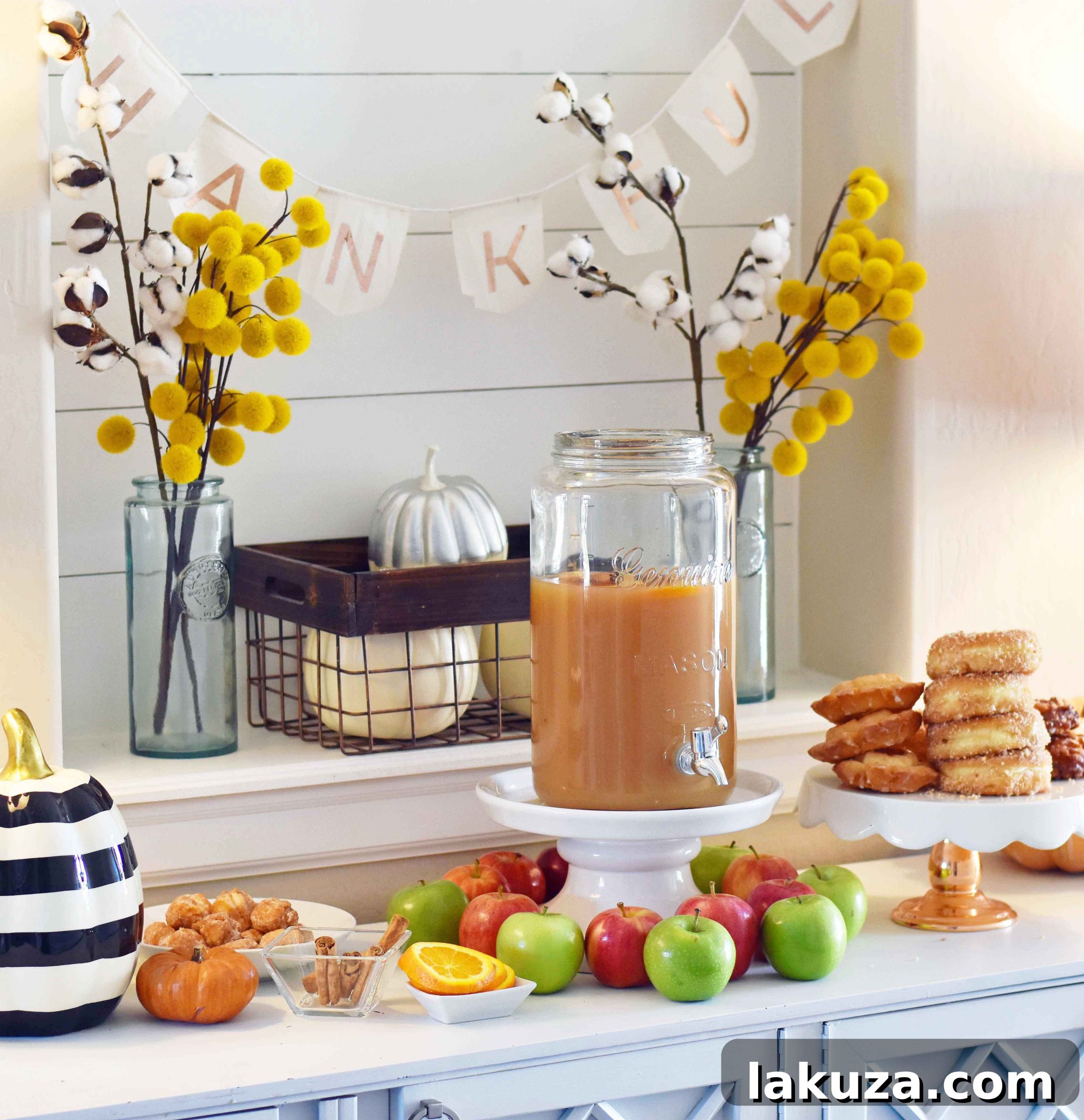 Crispy Apple Fritters & Craft-Your-Own Cider Bar 5 How to make a DIY Hot Apple Cider Bar to celebrate Fall. A simple, easy way to serve hot apple cider and a homemade apple fritters recipe. A hot apple cider bar with all of the toppings. www.modernhoney.com