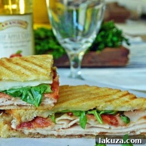 Gourmet Turkey Bacon Panini with fig jam and Havarti
