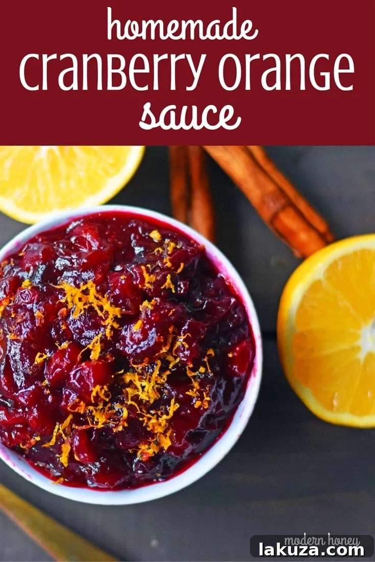 Fresh Homemade Cranberry Orange Sauce. How to make cranberry relish from scratch. A simple cranberry sauce recipe with fresh cranberries, sugar, orange juice, and a cinnamon stick. www.modernhoney.com