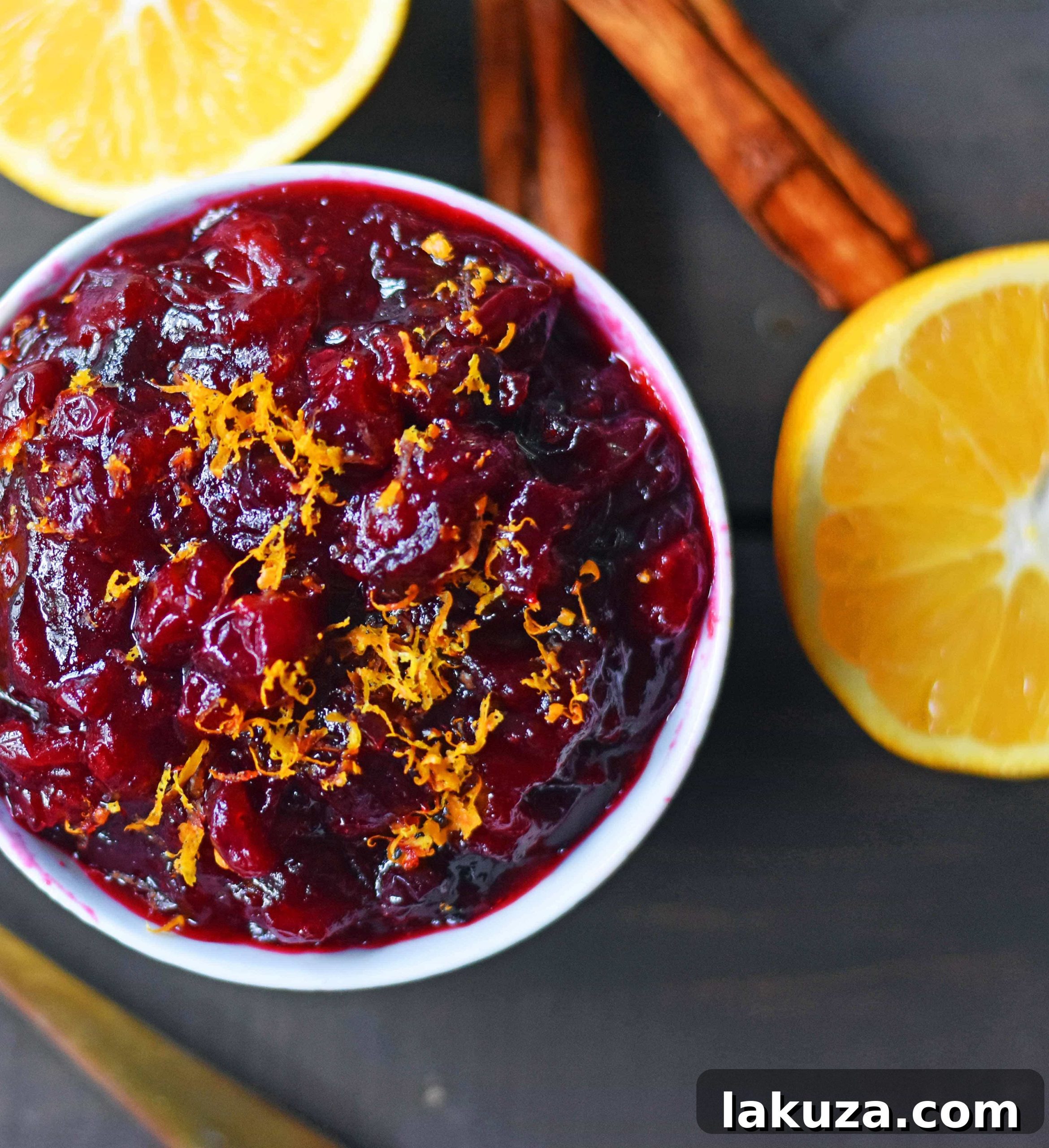 Fresh Homemade Cranberry Orange Sauce. How to make cranberry relish from scratch. A simple cranberry sauce recipe with fresh cranberries, sugar, orange juice, and a cinnamon stick. www.modernhoney.com