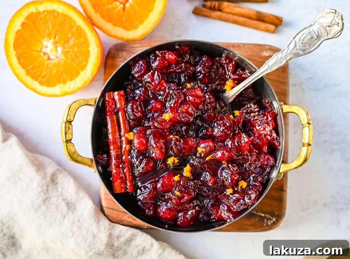 Easy homemade cranberry sauce made with only 4 ingredients.