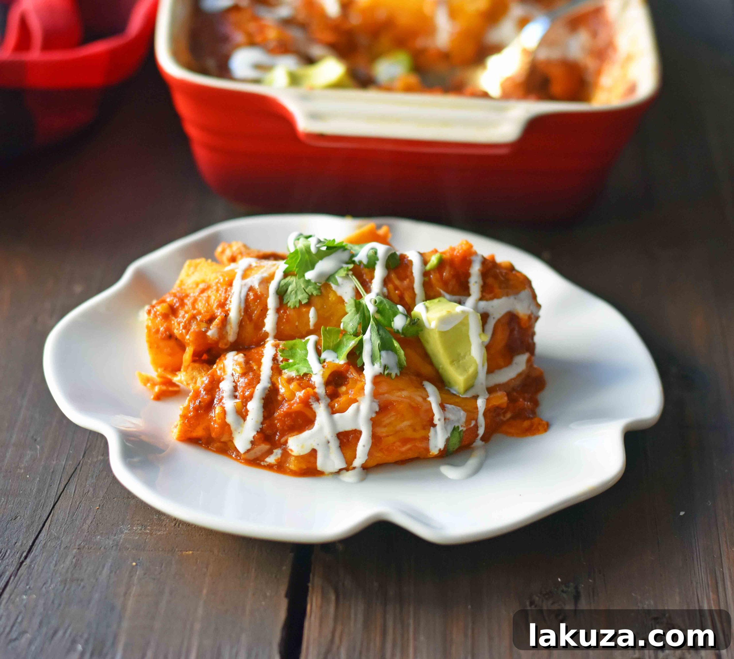 Red Chile Chicken Enchiladas with homemade red enchilada sauce. How to make enchilada sauce from scratch. The best red chicken and cheese enchiladas.