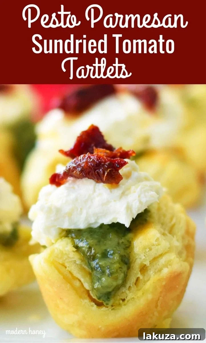 Pesto Parmesan Sundried Tomato Tartlets Recipe for Pinterest