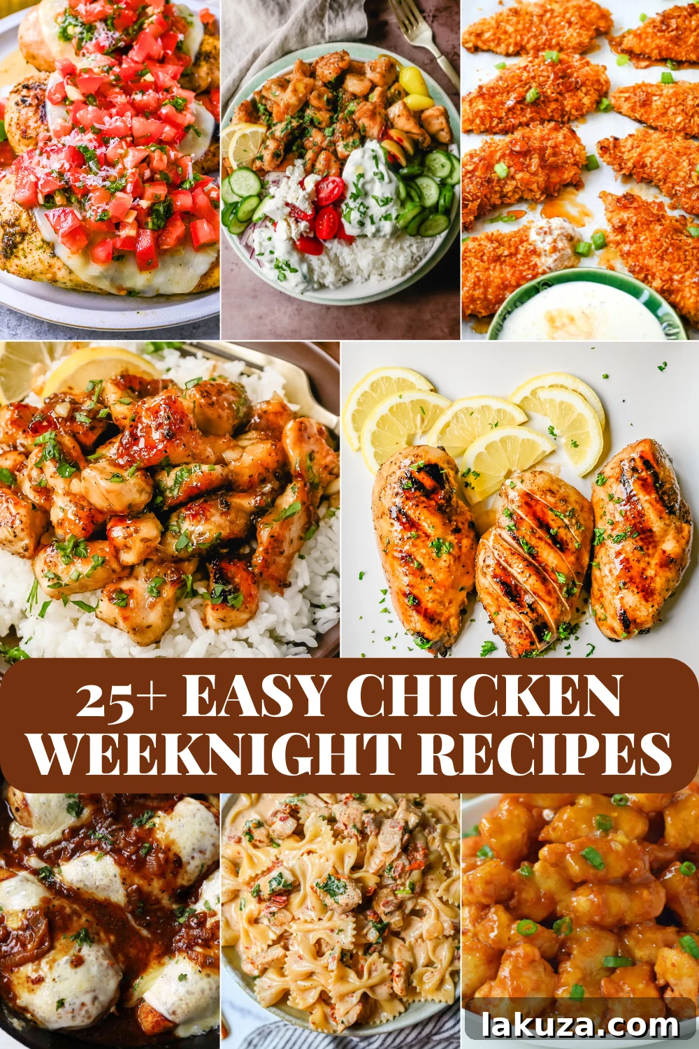 25 Quick Chicken Dinners for Hectic Evenings 2 A vibrant array of easy chicken dishes, showcasing various cooking styles and global inspirations, perfect for simple and flavorful weeknight dinners.