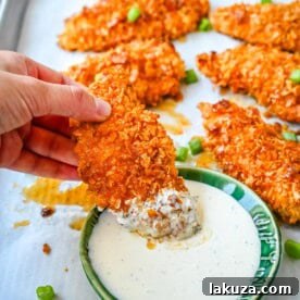 Crispy Hot Honey Chicken Tenders baked to golden perfection with a sweet and spicy glaze.