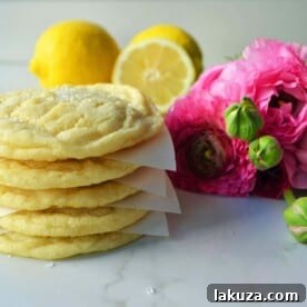Soft and chewy lemon sugar cookies, a perfect balance of sweet and slightly tart.