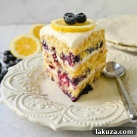 Light, fluffy, moist lemon cake with fresh blueberries and a sweet cream cheese frosting.