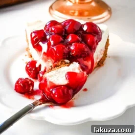 Easy No-Bake Cheesecake with a light, creamy, velvety, and rich cheesecake filling paired with a buttery crust, made with only 7 ingredients.
