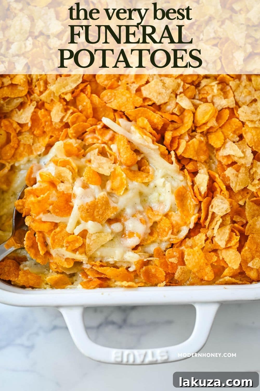 Hearty Cheesy Potato Casserole 7 A final full shot of the delicious and comforting Funeral Potatoes, ready to be served, capturing the essence of this beloved casserole.