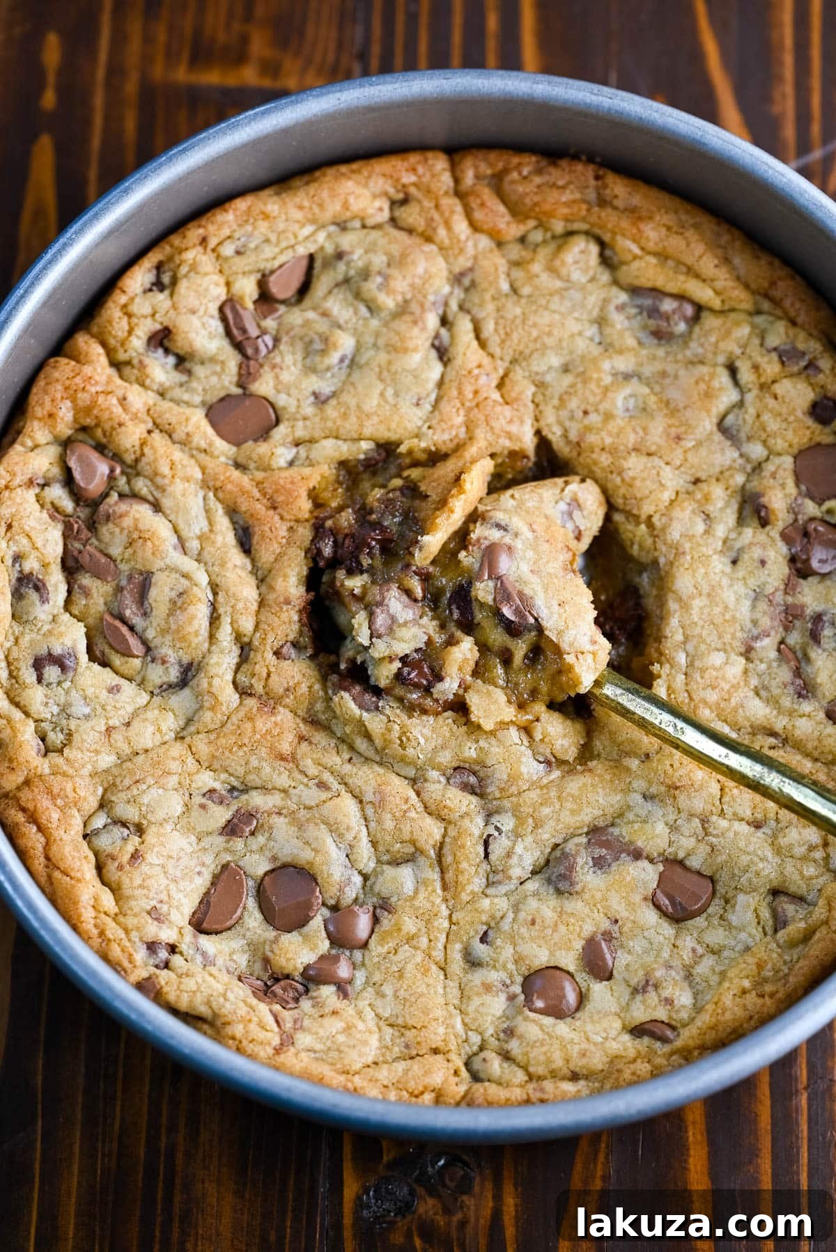 Spoon-Ready Cookie Bliss 4 Scoopable cookie dough in a baking pan before baking.
