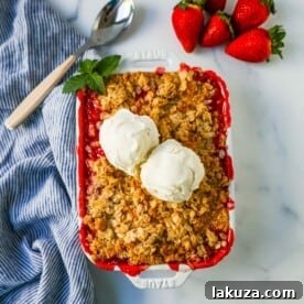 Delicious Strawberry Recipes for Every Occasion 8 Strawberry crisp with a buttery oat crumble topping.