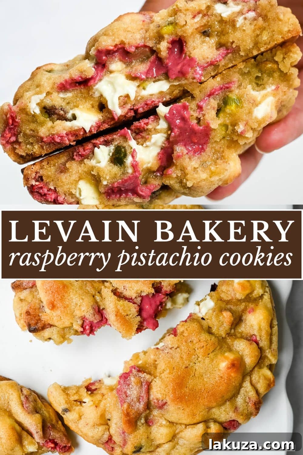 stack of raspberry pistachio cookies