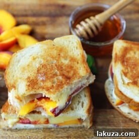 Honey Peach White Cheddar Grilled Cheese Sandwich