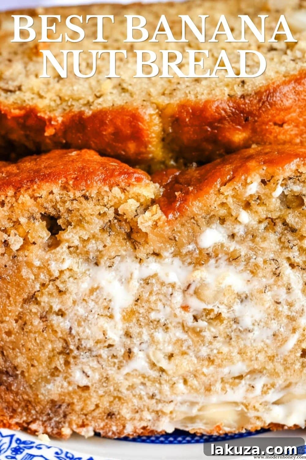 Final loaf of banana nut bread ready to serve.