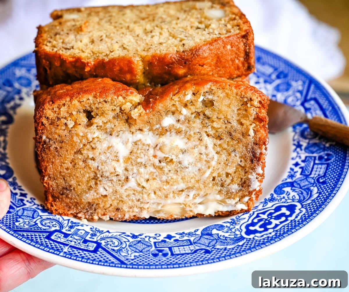 Slices of banana nut bread on a plate.