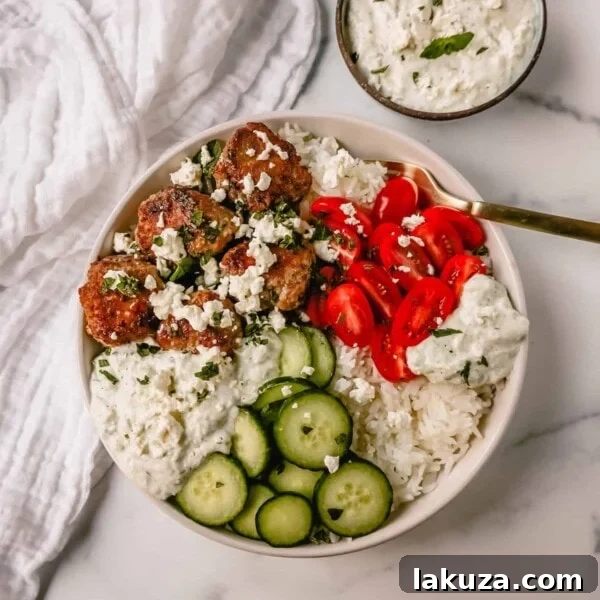 Greek Chicken Meatballs Bowls