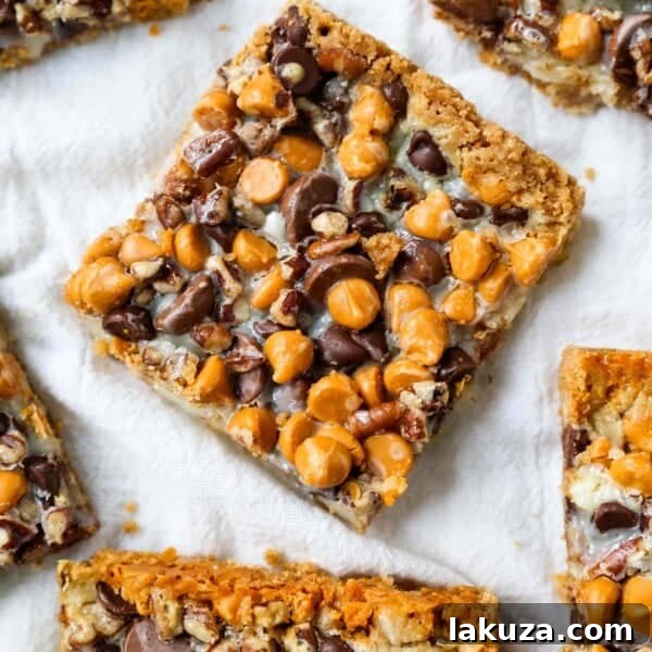 Soft and Chewy Butterscotch Chocolate Chip Cookies 9 7-Layer Magic Bars made with graham cracker crust, coconut, chocolate and butterscotch chips.